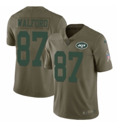 Youth Nike New York Jets #87 Clive Walford Limited Olive 2017 Salute to Service NFL Jersey