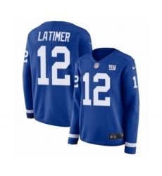 Women's Nike New York Giants #12 Cody Latimer Limited Royal Blue Therma Long Sleeve NFL Jersey