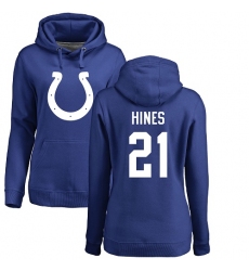 NFL Women's Nike Indianapolis Colts #21 Nyheim Hines Royal Blue Name & Number Logo Pullover Hoodie