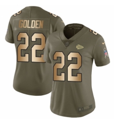 Women's Nike Kansas City Chiefs #22 Robert Golden Limited Olive Gold 2017 Salute to Service NFL Jersey