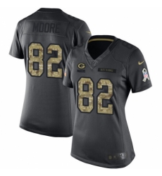 Women's Nike Green Bay Packers #82 J'Mon Moore Limited Black 2016 Salute to Service NFL Jersey