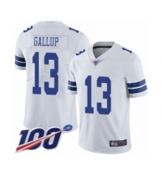 Men's Dallas Cowboys #13 Michael Gallup White Vapor Untouchable Limited Player 100th Season Football Jersey