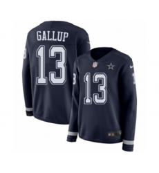 Women's Nike Dallas Cowboys #13 Michael Gallup Limited Navy Blue Therma Long Sleeve NFL Jersey