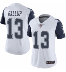 Women's Nike Dallas Cowboys #13 Michael Gallup Limited White Rush Vapor Untouchable NFL Jersey