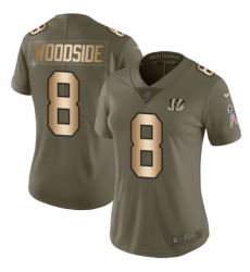 Women's Nike Cincinnati Bengals #8 Logan Woodside Limited Olive/Gold 2017 Salute to Service NFL Jersey