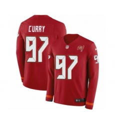Men's Nike Tampa Bay Buccaneers #97 Vinny Curry Limited Red Therma Long Sleeve NFL Jerseyy
