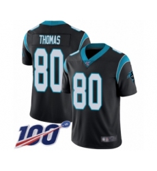 Men's Carolina Panthers #80 Ian Thomas Black Team Color Vapor Untouchable Limited Player 100th Season Football Jersey