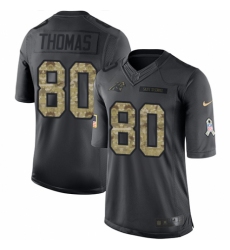 Men's Nike Carolina Panthers #80 Ian Thomas Limited Black 2016 Salute to Service NFL Jersey