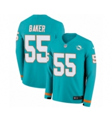 Men's Nike Miami Dolphins #55 Jerome Baker Limited Aqua Therma Long Sleeve NFL Jersey