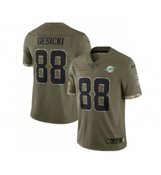 Men's Miami Dolphins #88 Mike Gesicki 2022 Olive Salute To Service Limited Stitched Jersey