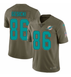 Youth Nike Miami Dolphins #86 Mike Gesicki Limited Olive 2017 Salute to Service NFL Jersey
