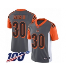 Youth Cincinnati Bengals #30 Jessie Bates III Limited Silver Inverted Legend 100th Season Football Jersey