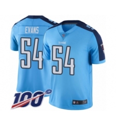 Men's Tennessee Titans #54 Rashaan Evans Limited Light Blue Rush Vapor Untouchable 100th Season Football Jersey