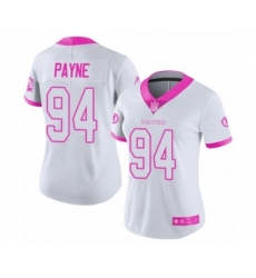 Women's Washington Redskins #94 Da'Ron Payne Limited White Pink Rush Fashion Football Jersey
