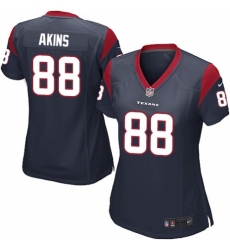 Women's Nike Houston Texans #88 Jordan Akins Game Navy Blue Team Color NFL Jersey