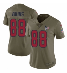 Women's Nike Houston Texans #88 Jordan Akins Limited Olive 2017 Salute to Service NFL Jersey