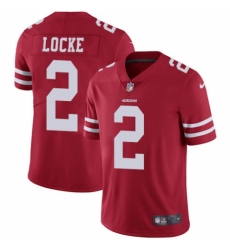 Men's Nike San Francisco 49ers #2 Jeff Locke Red Team Color Vapor Untouchable Limited Player NFL Jersey