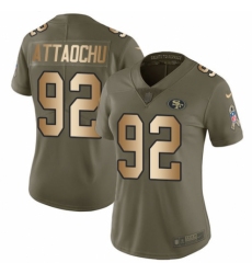 Women's Nike San Francisco 49ers #92 Jeremiah Attaochu Limited Olive/Gold 2017 Salute to Service NFL Jersey