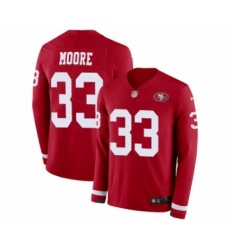 Men's Nike San Francisco 49ers #33 Tarvarius Moore Limited Red Therma Long Sleeve NFL Jersey