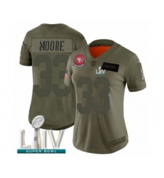 Women's San Francisco 49ers #33 Tarvarius Moore Limited Olive 2019 Salute to Service Super Bowl LIV Bound Football Jersey