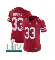 Women's San Francisco 49ers #33 Tarvarius Moore Red Team Color Vapor Untouchable Limited Player Super Bowl LIV Bound Football Jersey