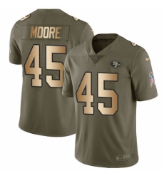 Youth Nike San Francisco 49ers #45 Tarvarius Moore Limited Olive/Gold 2017 Salute to Service NFL Jersey