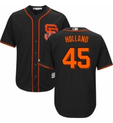 Youth Majestic San Francisco Giants #45 Derek Holland Replica Black Alternate Cool Base MLB Jersey