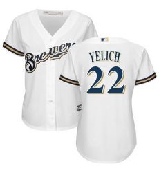 Women's Milwaukee Brewers #22 Christian Yelich White Home Stitched MLB Jersey