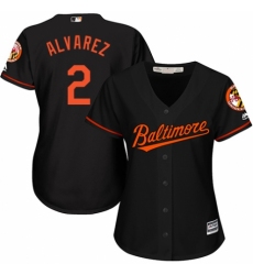 Women's Majestic Baltimore Orioles #2 Pedro Alvarez Replica Black Alternate Cool Base MLB Jersey