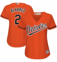 Women's Majestic Baltimore Orioles #2 Pedro Alvarez Replica Orange Alternate Cool Base MLB Jersey