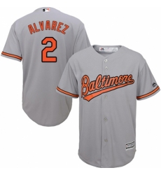 Youth Majestic Baltimore Orioles #2 Pedro Alvarez Authentic Grey Road Cool Base MLB Jersey