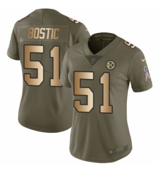 Women's Nike Pittsburgh Steelers #51 Jon Bostic Limited Olive/Gold 2017 Salute to Service NFL Jersey