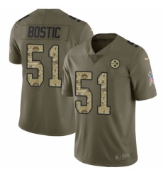 Youth Nike Pittsburgh Steelers #51 Jon Bostic Limited Olive/Camo 2017 Salute to Service NFL Jersey