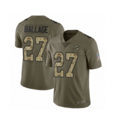 Men's Miami Dolphins #27 Kalen Ballage Limited Olive Camo 2017 Salute to Service Football Jersey