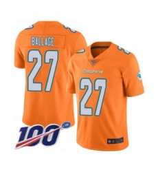 Men's Miami Dolphins #27 Kalen Ballage Limited Orange Rush Vapor Untouchable 100th Season Football Jersey