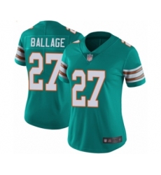 Women's Miami Dolphins #27 Kalen Ballage Aqua Green Alternate Vapor Untouchable Limited Player Football Jersey