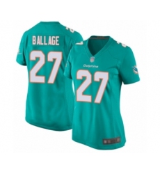 Women's Miami Dolphins #27 Kalen Ballage Game Aqua Green Team Color Football Jersey