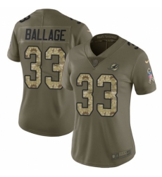 Women's Nike Miami Dolphins #33 Kalen Ballage Limited Olive/Camo 2017 Salute to Service NFL Jersey
