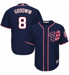 Men's Majestic Washington Nationals #8 Brian Goodwin Replica Navy Blue Alternate 2 Cool Base MLB Jersey