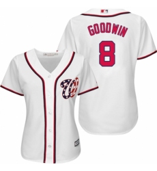Women's Majestic Washington Nationals #8 Brian Goodwin Authentic White Home Cool Base MLB Jersey