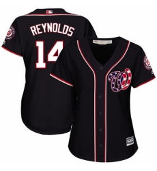 Women's Majestic Washington Nationals #14 Mark Reynolds Authentic Navy Blue Alternate 2 Cool Base MLB Jersey