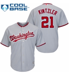 Men's Majestic Washington Nationals #21 Brandon Kintzler Replica Grey Road Cool Base MLB Jersey