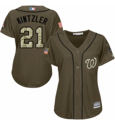 Women's Majestic Washington Nationals #21 Brandon Kintzler Authentic Green Salute to Service MLB Jersey