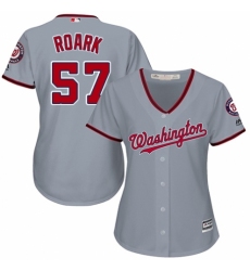 Women's Majestic Washington Nationals #57 Tanner Roark Replica Grey Road Cool Base MLB Jersey