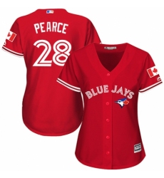 Women's Majestic Toronto Blue Jays #28 Steve Pearce Authentic Scarlet Alternate MLB Jersey
