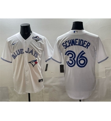 Men's Toronto Blue Jays #36 Davis Schneider White 2025 World Series Home Cool Base Stitched Baseball Jersey