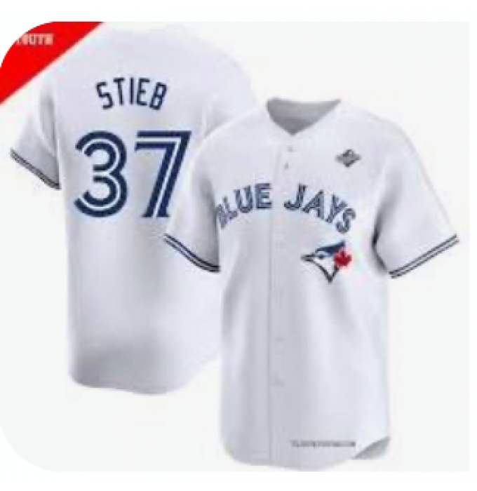 Men's Toronto Blue Jays #37 Dave Stieb White Flex Base Stitched Jersey