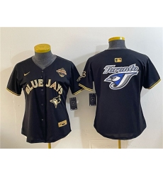 Youth Toronto Blue Jays Team Big Logo Black Gold 2025 American League Champions Limited Stitched Jersey