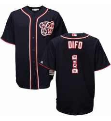 Men's Majestic Washington Nationals #1 Wilmer Difo Authentic Navy Blue Team Logo Fashion Cool Base MLB Jersey