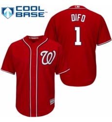 Men's Majestic Washington Nationals #1 Wilmer Difo Replica Red Alternate 1 Cool Base MLB Jersey